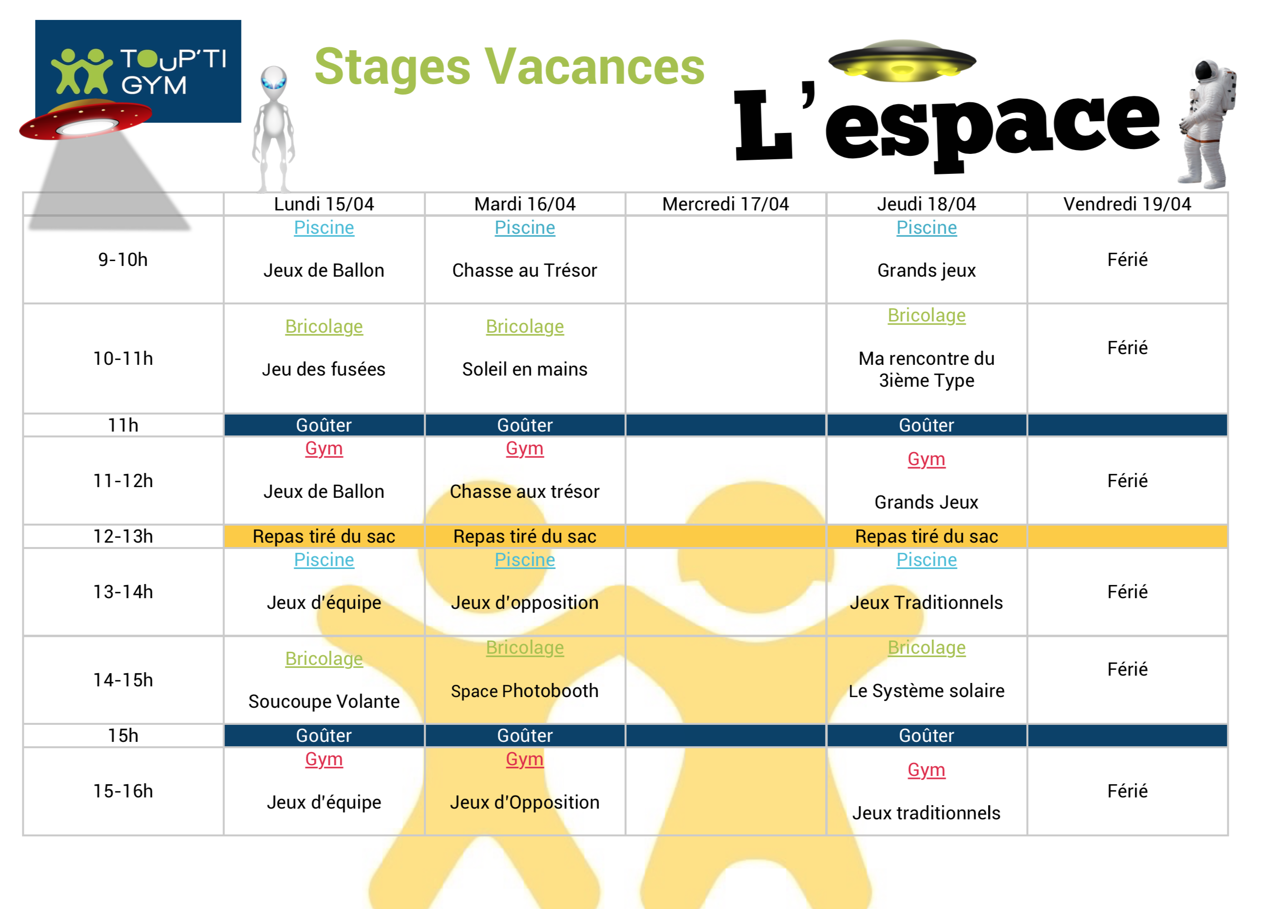 Stages Vacances Toupti'Gym Strasbourg